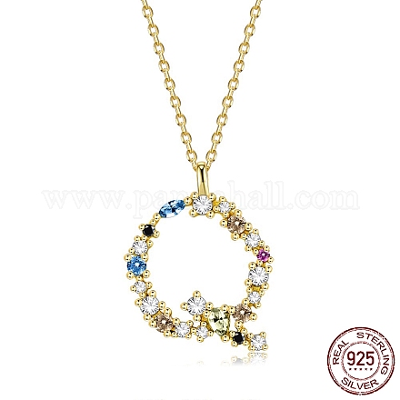 925 ожерелье с кулоном из стерлингового серебра с буквой Q и разноцветным кубическим цирконием для женщин NJEW-BB72216-B-1