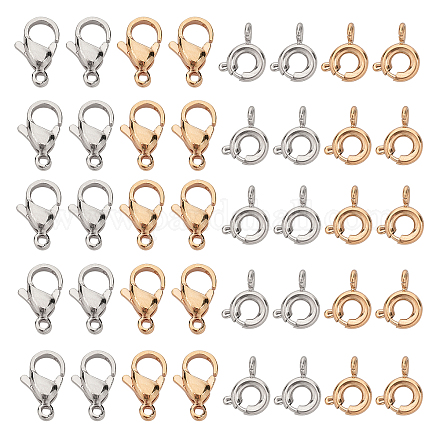 Unicraftale 304 Stainless Steel Lobster Claw Clasps and Spring Ring Clasps STAS-UN0013-21-1