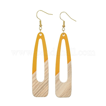 Zweifarbige Ohrhänger aus Kunstharz und Holz EJEW-JE05508-01-1