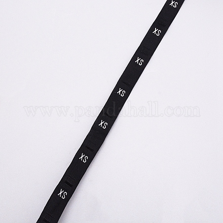 服のサイズのラベル  服飾材料  サイズXSタグ  ブラック  12mm  15 m /ロール  500PCS /ロールについて FIND-WH0058-05B-XS-1
