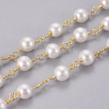 Cadenas de perlas de imitación acrílicas hechas a mano de 3.28 pie X-CHC-K007-H02-1