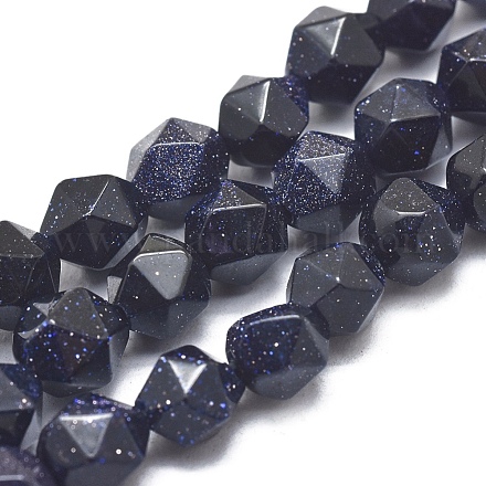 Synthetic Blue Goldstone Beads Strands G-K303-B04-10MM-1