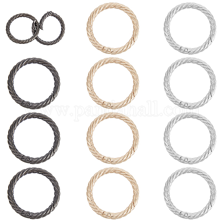 Wadorn 12pcs 3 anelli del cancello della molla in lega di zinco di colori FIND-WR0008-50-1