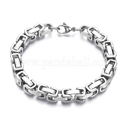 201 pulsera de cadena bizantina de acero inoxidable para hombres y mujeres. BJEW-S057-73-1