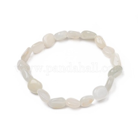 Bracciali con perline elastiche in pietra di luna bianca naturale BJEW-K213-C02-1