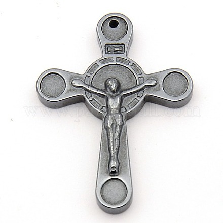 Non-magnétiques hématite synthétique crucifix croix pendentifs G-M013-16-1