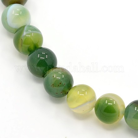 Natural Striped Agate/Banded Agate Beads Strands G-G582-10mm-15-1