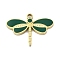 304 Stainless Steel Pendants, with Enamel, Dragonfly Charm, Real 14K Gold Plated, Green, 11.5x16x1.7mm, Hole: 1.2mm