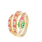 Brass Micro Pave Clear Cubic Zirconia Finger Rings, Snake, with Enamel, Real 18K Gold Plated, Pearl Pink, 14mm, Inner Diameter: 18mm