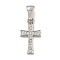 304 Stainless Steel Cubic Zirconia Pendants, Cross Charm, Stainless Steel Color, 18.5x10x2mm, Hole: 6x3mm