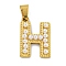 Ion Plating(IP) 304 Stainless Steel Pendants, with ABS Imitation Pearl, Letter H, 17x12x3.5mm, Hole: 6x3mm