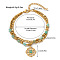 304 Stainless Steel & Natural Amazonite Beaded Double Layer Bracelets, Charm Bracelets, Golden, Sun, 6-1/4 inch(16cm)