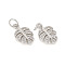 Brass Micro Pave Cubic Zirconia Charms, with Jump Rings, Leaf, Clear, Platinum, 13.5x8.5x2.5mm, Jump Rings: 5x0.8mm, 3.4mm Inner Diameter
