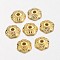 6-Petal Tibetan Style Alloy Flower Bead Caps, Cadmium Free & Nickel Free & Lead Free, Golden, 6x2mm, Hole: 1mm