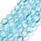 Transparent Glass Beads, Round, Cyan, 6mm, Hole: 1mm, about 61~62pcs/strand, 34~35cm