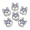 Printed Wood Beads, Dog, Gray, 19.5x17.5x6mm, Hole: 2.5mm