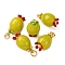 Handmade Lampwork Pendants, with Brass Findings, Fruit, with Jump Ring, Golden, Dark Khaki, 21.5~22.5x12mm, Hole: 4mm