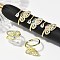 Brass Micro Pave Clear Cubic Zirconia Enamel Finger Rings, Butterfly, with ABS Plastic Pearl, Real 18K Gold Plated , Mixed Color, Inner Diameter: 17.5mm