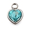 304 Stainless Steel with Rhinestone Pendants, Heart, Aquamarine, 9.5x6.5x4.5mm, Hole: 1.6mm