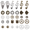 75Pcs 15 Style Tibetan Style Alloy Pendants Sets, Mixed Shapes, Mixed Color, 11.5~41.5x11.5~22x1~4mm, Hole: 1~5mm, 5pcs/style