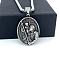 Greek Mythology Hip Hop Stainless Steel Oval with Saint Pendant Necklaces for Men, Stainless Steel Color