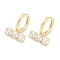 Brass Glass Earrings, for Women, Hoop Earrings, Real 18K Gold Plated, 18.5x15.5mm