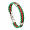 Flag Color Imitation Leather Triple Line Cord Bracelet with Alloy Clasp, Portugal Theme Jewelry for Women, Lime Green, 8-5/8 inch(22cm)