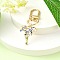Alloy Enamel Flower Pendant Decorations, with Alloy Swivel Clasps, Mauve, 65mm, Pendant: 32mm