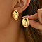 Stainless Steel Classic Oval with Cross Stud Earrings, Golden, 25x20mm