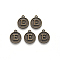 Alloy Pendant Cabochon Settings, For Enamel, Cadmium Free & Lead Free, Flat Round with Letter, Antique Bronze, Letter.E, 14x12x2mm, Hole: 1.5mm