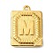 Ion Plating(IP) 304 Stainless Steel Pendants, Rectangle with Letter Charm, Real 18K Gold Plated, Letter M, 24.5x18x3mm, Hole: 1.8mm
