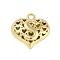 Hollow Brass Pendants for Valentine's Day, Heart with Letter, Real 18K Gold Plated, Letter S, 25x26x13mm, Hole: 2.5mm