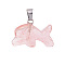 Cherry Quartz Glass Pendants, Dolphin, 20mm