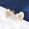 Heart Brass Micro Pave Clear Cubic Zirconia Stud Earrings, with Ear Nuts, with Shell, Cadmium Free & Lead Free, Rack Plating, Long-Lasting Plated, Real 18K Gold Plated, 14x15mm