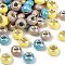 Opaque Resin European Beads, Large Hole Beads, Rondelle with Silver Color Plated Brass Cores, Mixed Color, 13.5x8.5mm, Hole: 4.5mm