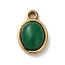 Natural Green Onyx Agate(Dyed & Heated) Pendants, 304 Stainless Steel Oval Charms, Golden, 15.5x10x5.5mm, Hole: 1.6mm