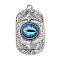 Alloy Pendants, Oval with Eagle & Eye, with Glass, Cadmium Free & Lead Free, Platinum, 44.5x24x5.5mm, Hole: 2.5mm