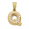 Ion Plating(IP) 304 Stainless Steel Pendants, with ABS Imitation Pearl, Letter Q, 17x13x3mm, Hole: 6x3mm