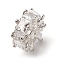 Brass Micro Pave Clear Cubic Zirconia Beads, Flat Round, Cadmium Free & Lead Free, Rack Plating, Long-Lasting Plated, Silver, 10x4.5mm, Hole: 1.6mm