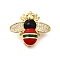 Brass Enamel Beads, Bees, Real 18K Gold Plated, 18x21.5x8.5mm, Hole: 12.5x2.5mm & 2.5x2.5mm
