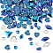 120Pcs 6 Style Sew on Rhinestone, Resin Rhinestone, 2-Hole Links, Flat Back & Back Plated, Garments Accessories, Mixed Shape, Sapphire AB, 8~20x7~13mm, 20pcs/style