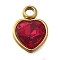 304 Stainless Steel with Rhinestone Pendants, Ion Plating(IP), Heart, Siam, 9.5x6.5x4.5mm, Hole: 1.6mm