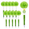 ABS Plastic Ball-Point Pen, Stainless Steel Beadable Pen, with Pom Pom Ball, for DIY Personalized Pen, Lime, 170~175x11.5~51mm