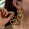 Alloy Stud Earrings, Heart, Golden, 75x38mm