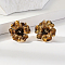 Elegant Flower Clip-on Earrings, Coffee, 26.5x28mm