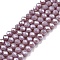 Electroplate Glass Beads Strands, Pearl Luster Plated, Faceted, Rondelle, Medium Purple, 3.5~3.8x3mm, Hole: 0.4mm, about 105~110pcs/strand, 29~31cm