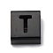 Ion Plating(IP) 304 Stainless Steel Square Slide Charms, Black, Letter T, 9x8x4mm, Hole: 3.5x8.5mm