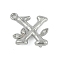 Brass Crystal Rhinestone Letter Links Connector Charms, Real Platinum Plated, Letter X, 14x14x3.5mm, Hole: 1.2mm and 1.5mm