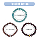 Fibloom 15 pz 15 set di braccialetti elasticizzati con perline in legno rotondi BJEW-FI0001-26-2