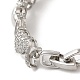 Cubic Zirconia Heart Link Chain Bracelet BJEW-M296-05P-4